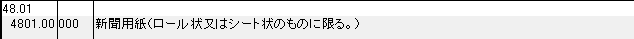 4801 新聞用紙 HSコード一覧