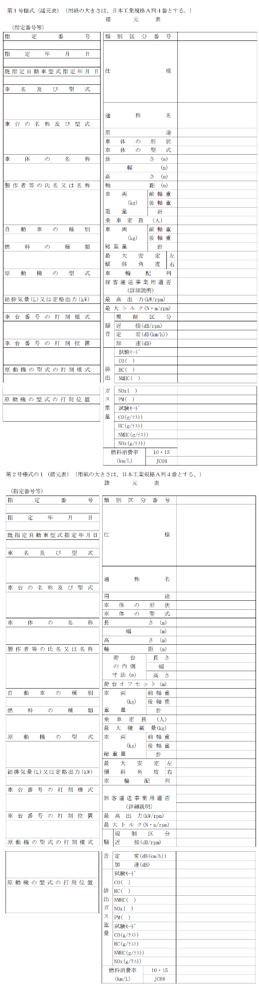 主要諸元表とは何か